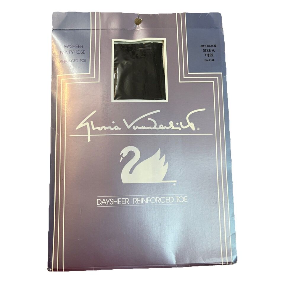 Gloria Vanderbilt Day Sheer Pantyhose Size A Off Black Reinforced Toe